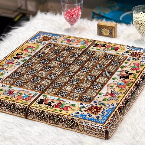 تخته نرد خاتم مدل چوگان ۲